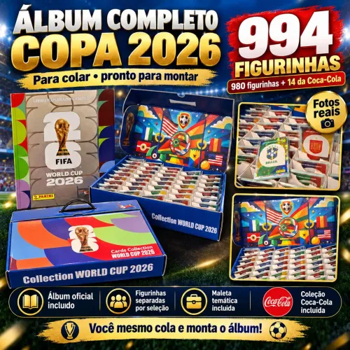 Coleção Completa FIFA 2026 - Álbum Capa Dura + 994 Figurinhas + Maleta