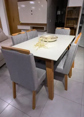 CONJUNTO MESA DOBUE NOVA YORK + 6 CADEIRAS STELLA 160x90cm