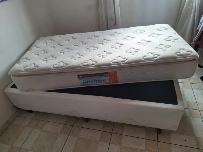 CAMA BOX SOLTEIRO UMAFLEX ITÁLIA - Molas ensacadas, Branco 