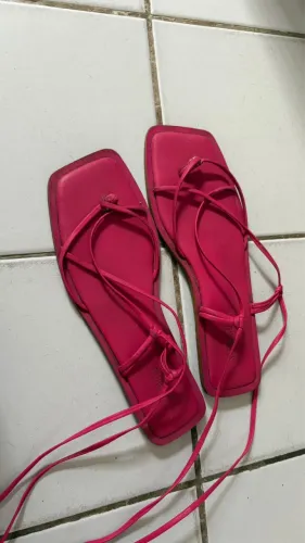 Rasteira Satinato Rosa
