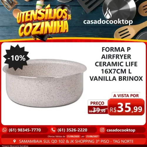 FORMA P/ AIRFRYER CERAMIC LIFE 16X7CM 1,3 L VANILLA BRINOX