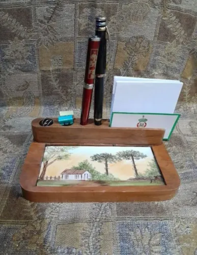 porta  canetas de madeira pintado a mão