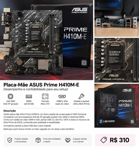 Placa-mãe ASUS PRIME H410M-E