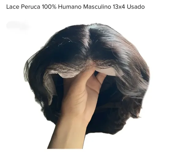 Peruca masculina tela 13x4 toda em cabelo 100% humano , castanho escuro.