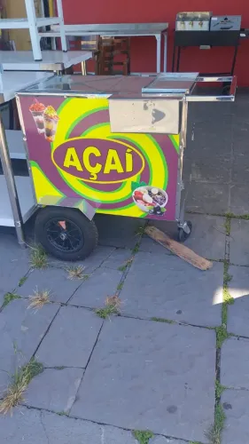 R2 965 Carrinho Para Açaí Inox C/ Adesivo E Rodas