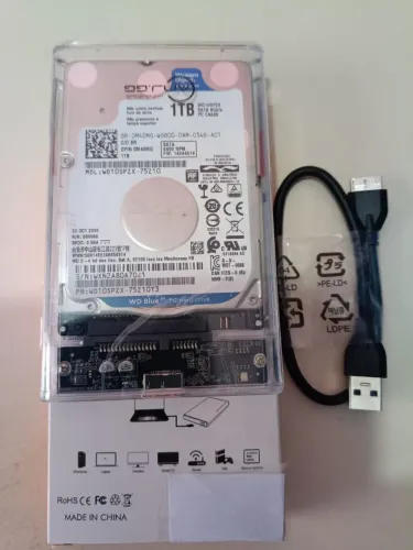 HD 1 TB WD + Cabo USB 3.0 + Case - 100% Saudável .