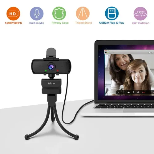 WebCam Fifine K420 - 1440p ( 2K ) - com tripé - Lacrada!