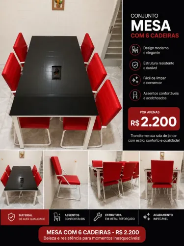 Mesa com 6 cadeiras