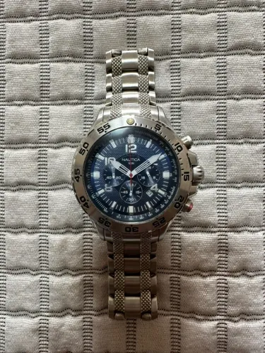 Relógio Nautica Cronógrafo Aço Inox - Pulseira Original - Muito Conservado