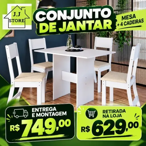 mesa de jantar - 4 cadeiras - retirada- entrega e montagem