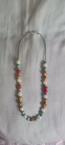 Colar feminino feito de fio encerado 1mm