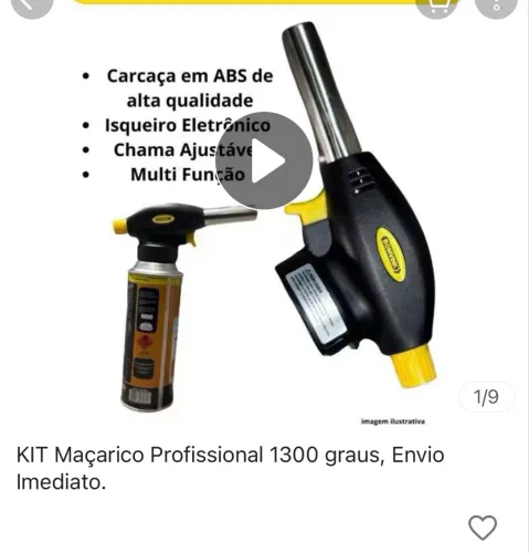 Maçarico kit profissional 1300gr serve para cozinha