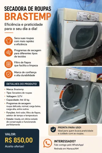? SECADORA DE ROUPAS BRASTEMP - FUNCIONANDO PERFEITAMENTE ?