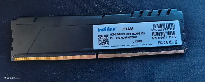 Memória Ram DDR5 1X8GB UDIMM 5600MHZ