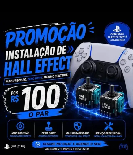 Controle PS5 - INSTALAÇÃO HALL EFFECT