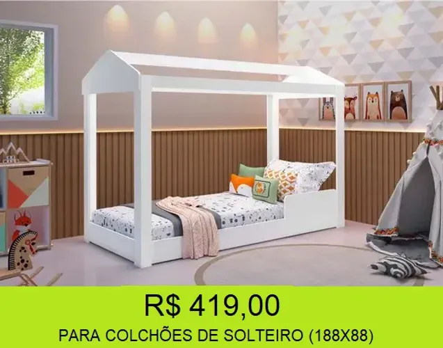 Cama montessoriana solteiro branca - pronta entrega