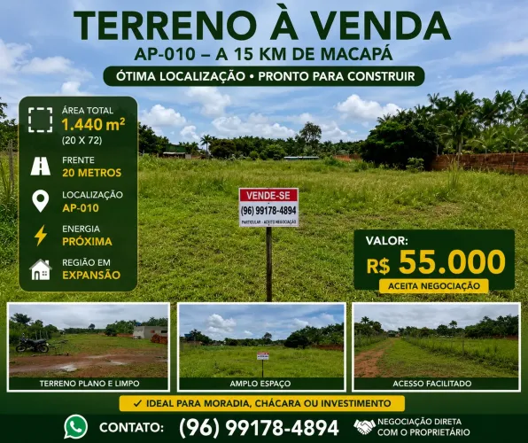 Terreno 20m x 72m - Rodovia AP-010