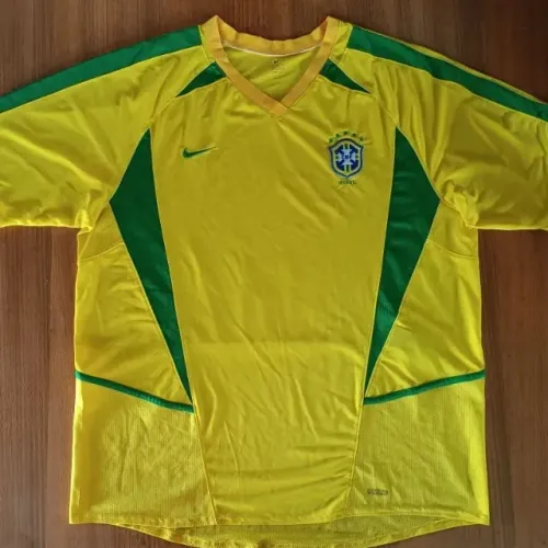 camisa original 2002 cbf seleção brasileira tamanho g nike amarela brasil