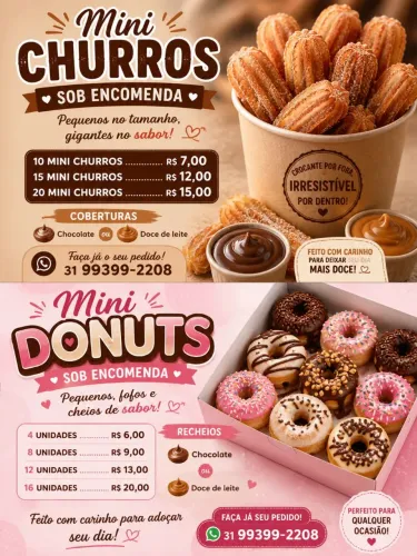 Mini donuts e mini churros 