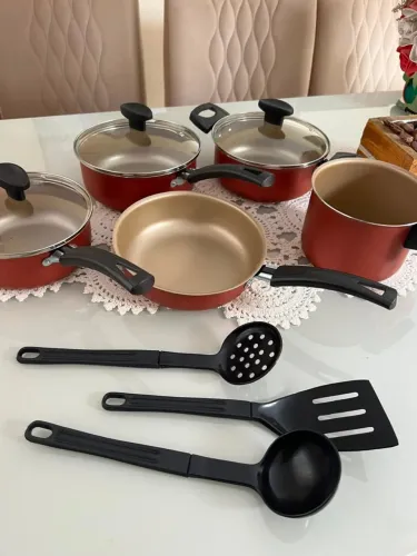 Jogo De Panelas Teflon Antiaderente 8 Peças Cereja