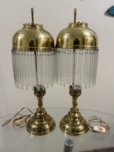 Par de Abajures Vintage Antigos Metal Natalino Tomasi - Década Retrô