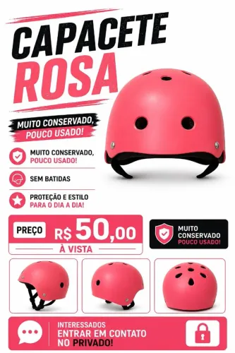 Capacete Rosa esportivo | Seminovo em excelente estado, sem quedas