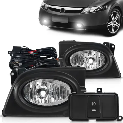 Kit Farol de Milha New Civic 2007 2008 Auxiliar Neblina Botão Modelo Original
