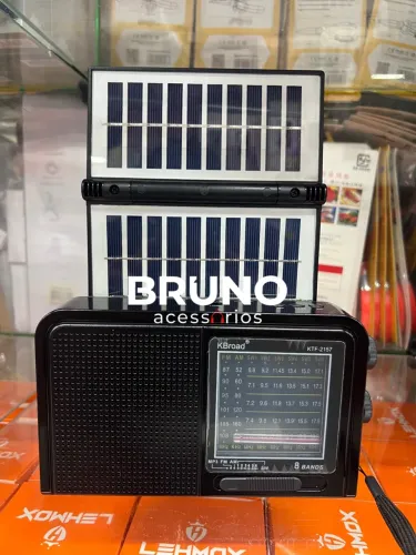 Rádio Portátil 8 Bandas FM AM SW Painel Solar Recarregável MP3  