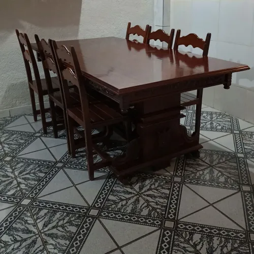 Mesa De Jantar Colonial Vintage - 6 Cadeiras