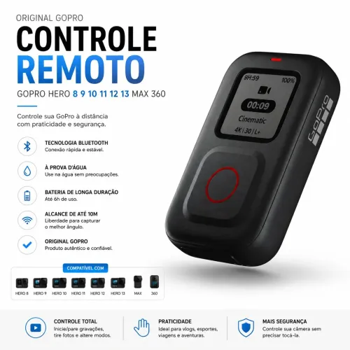 Controle Remoto Original GoPro Remo Hero 8 9 10 11 12 13 Max