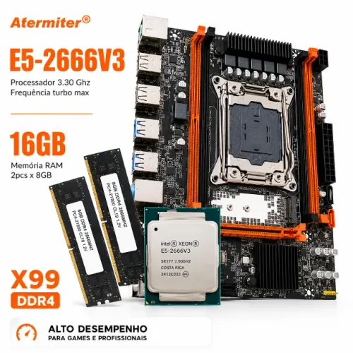Kit Placa Mãe X99 +intel Xeon E5-2666 V3 + 16gb Ddr4 
