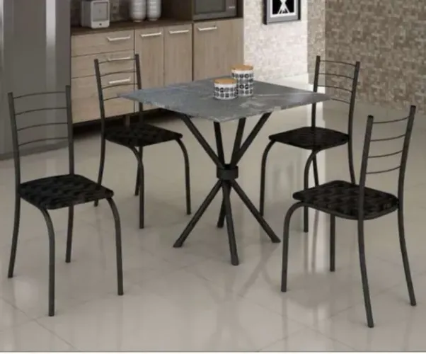 Mesa de Jantar Rio com tampo de Mármore 70x70cm - Teixeira