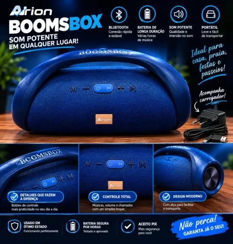 Caixa de Som Arion Bluetooth - Usada, Funcionando Perfeitamente + Carregador
