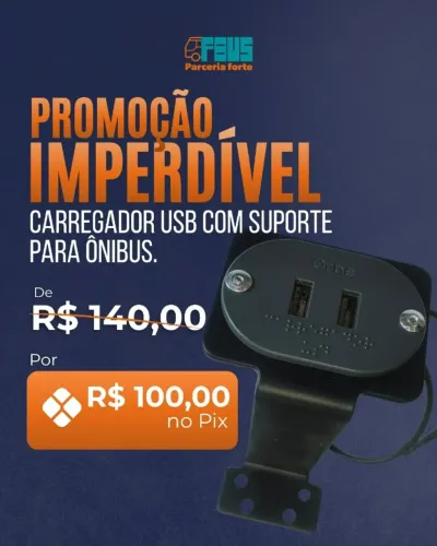 Carregador USB Duplo para Ônibus - Suporte de Bancada | Promoção