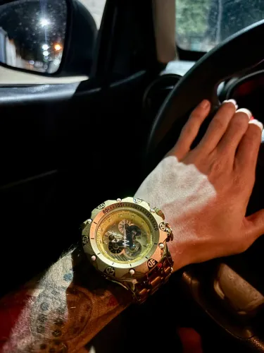 Relógio De Pulso Masculino Invicta New Hybrid Dourado, Na Caixa