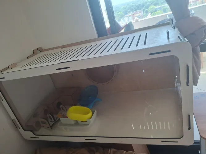 viveiro para hamster ou porquinho da india de madeira mdf + acessórios, 100 por 59 cm 
