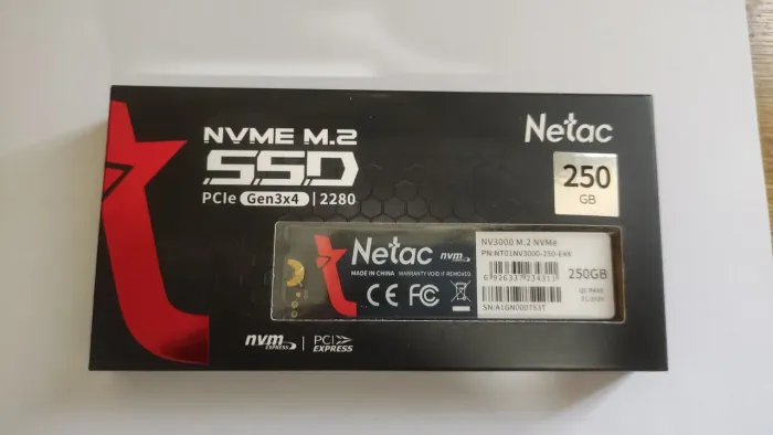 SSD nvme M2 NETAC NV3000 250Gb NOVO.