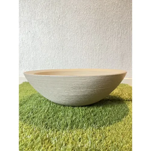 Vaso Decorativo Polietileno para Plantas Bacia Medidas 16x50x20cm Bege