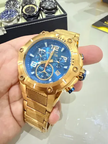 Relógio INVICTA 19532 Speedway 52mm Banhado a Ouro 18k Azul Cronógrafo Suíço