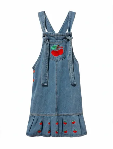Vestido jardineira - Tamanho 10 anos