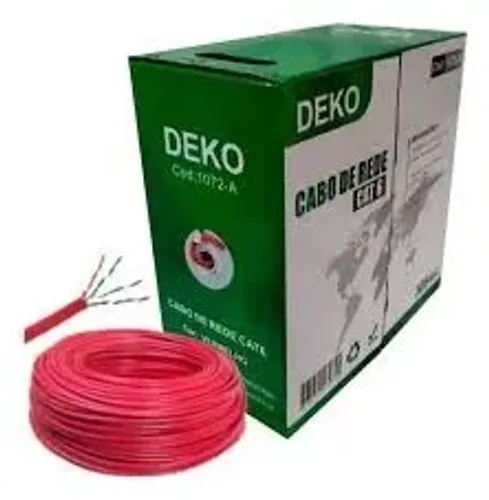 Cabo De Rede Deko Cat6 Vermelho 23awg Utp 4 Pares 305metros
