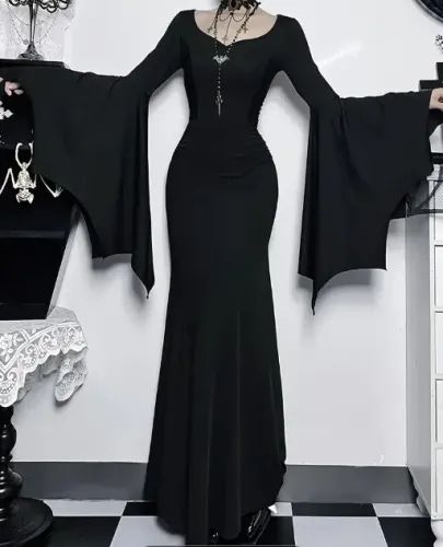 VESTIDO DE FANTASIA - DA SÉRIE WANDINHA - MODELO IGUAL AO USADO PELA MORTICIA ADDAMS KZJ