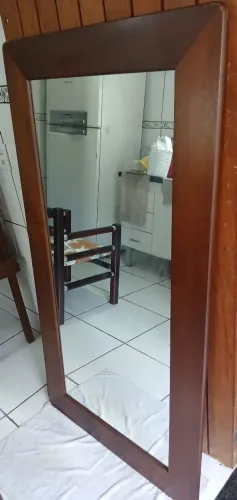Espelho antigo grande 1.5m x 80cm  com moldura de imbuia vintage - Entrego em Jundiaí