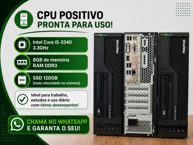 Pc Positivo Intel Core i5 08GB RAM SSD 120GB Por apenas 699,00..