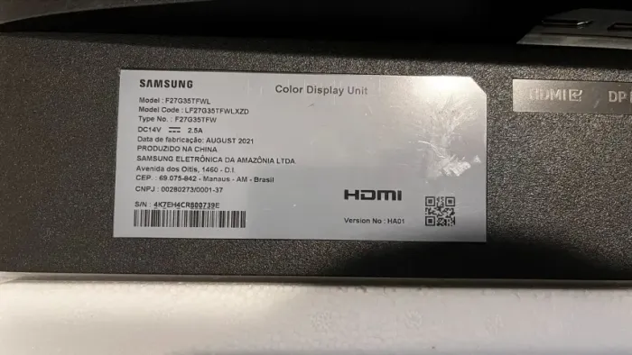 Monitor Gamer Samsung Odissey G3 27 polegadas (Com defeito)