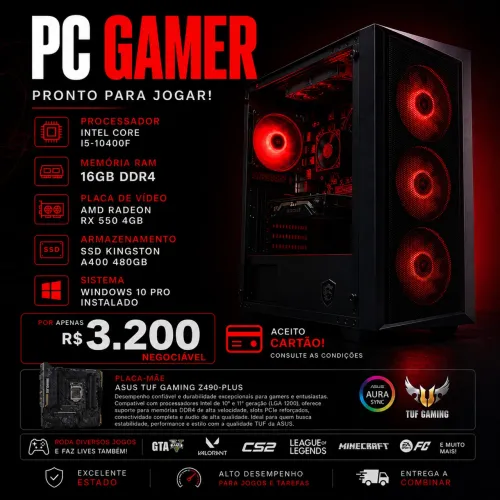 PC Gamer | i5 10400F | 16GB DDR4 | R$ 3200
