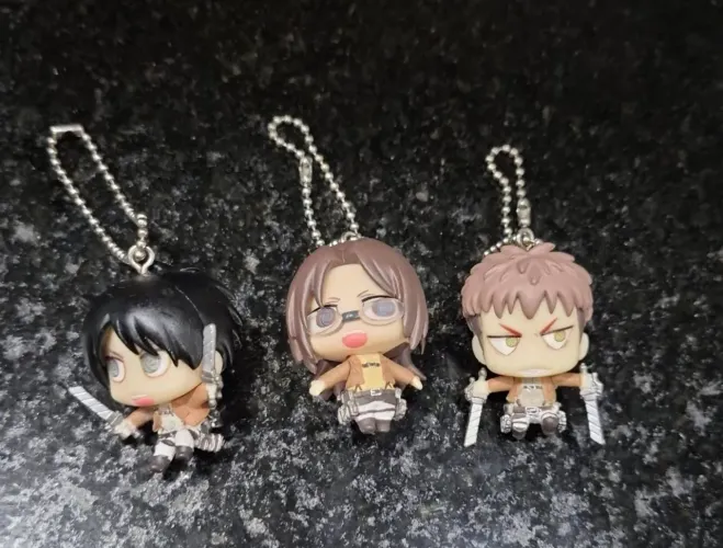 Trio Chaveiros animê Atack on Titan Shingeki Mikasa Eren Levi Sasha chaveiro original 