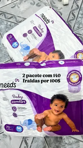 2 pacote de fralda por R$100,00 140 fraldas.