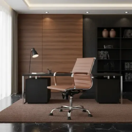 Cadeira Diretor Charles Eames Esteirinha Caramelo Design Executivo Conforto Premium 32883