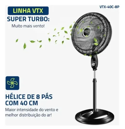 Ventilador Coluna 40cm Super Turbo 8 Pás, Mondial, 140W - VTX-40C-8P 127V